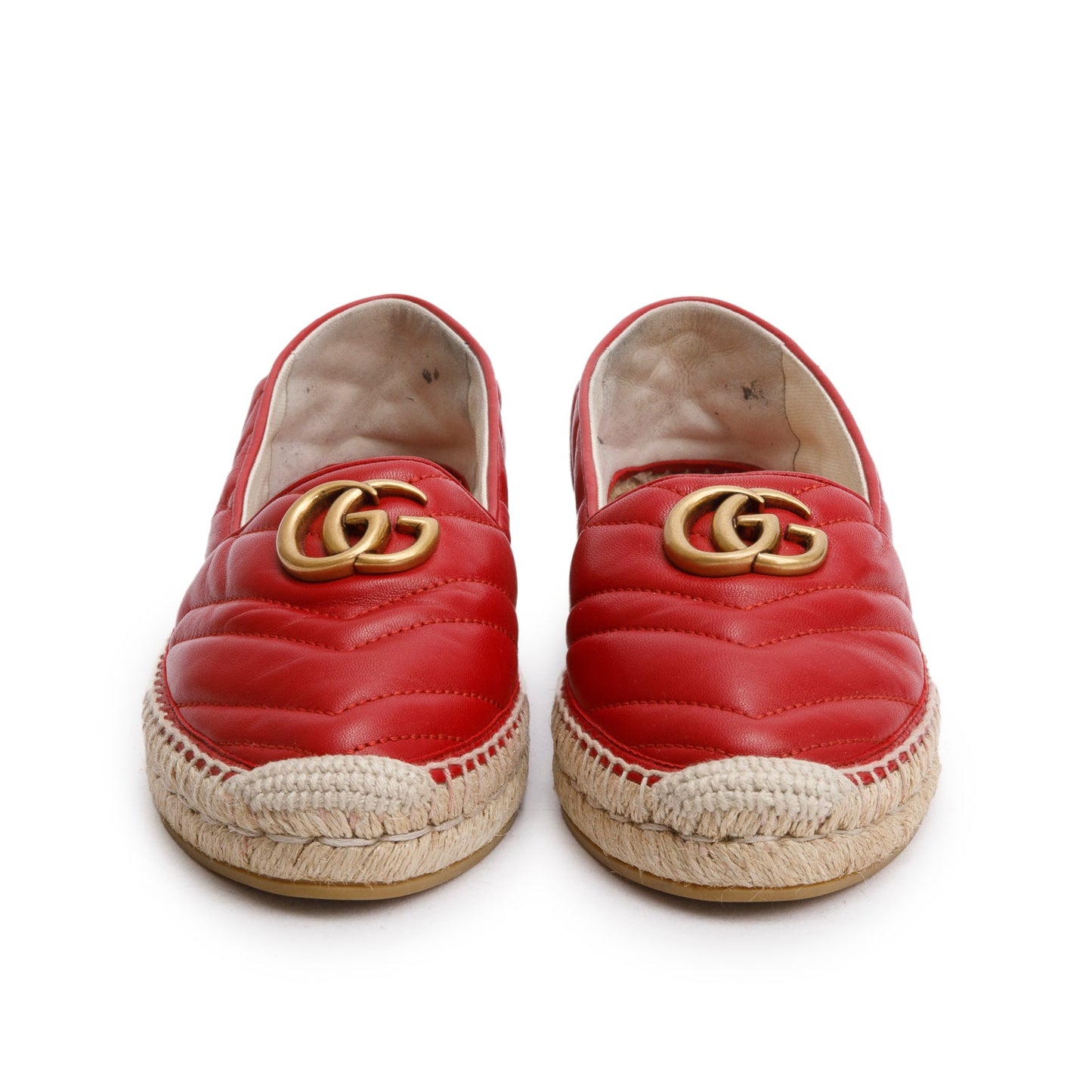Gucci Red Matelasse Nappa Leather GG Marmont Espadrille, Size 39