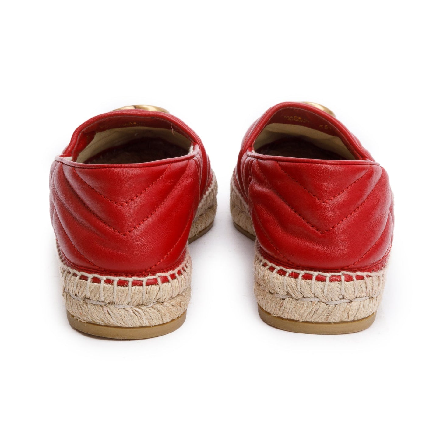 Gucci Red Matelasse Nappa Leather GG Marmont Espadrille, Size 39