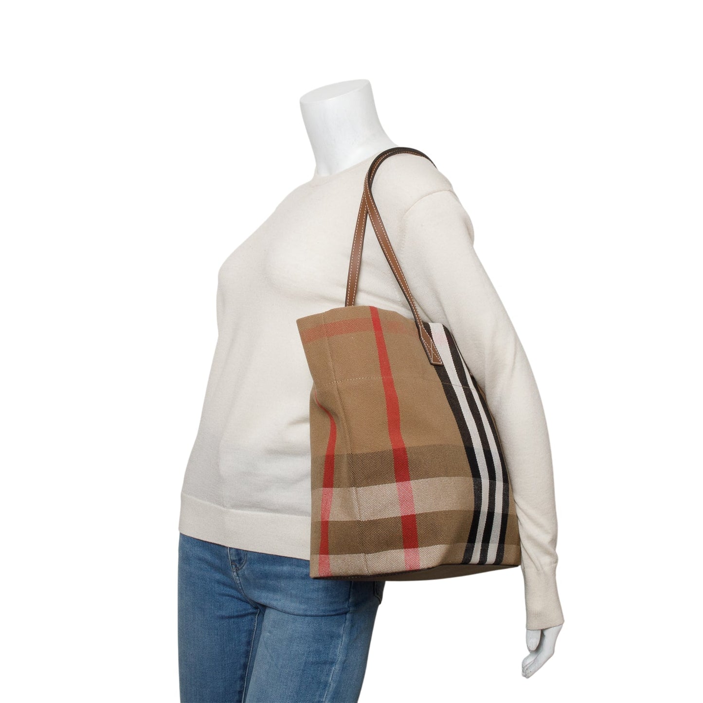 Burberry Brown Giant Check Canvas London Tote