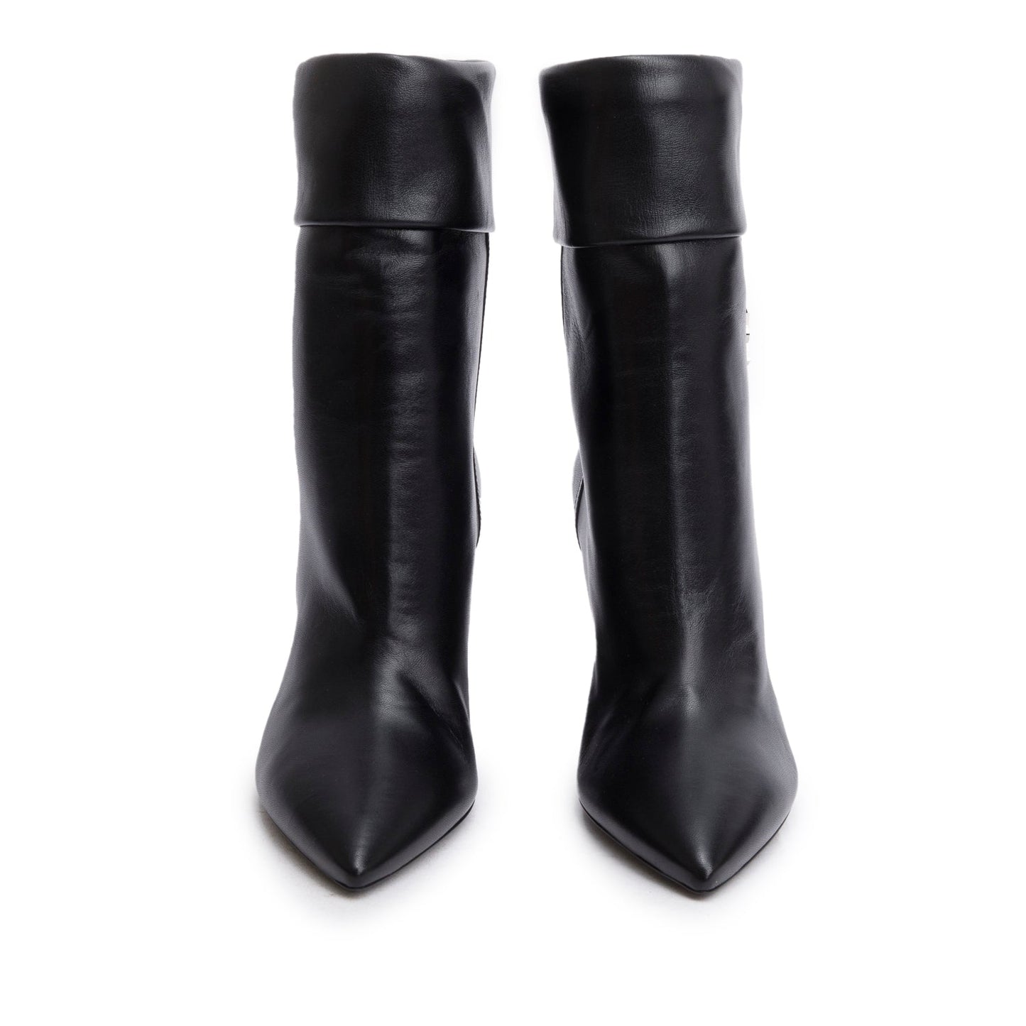 Saint Laurent Black Leather Niki Pointed Toe Ankle Boots, Size 39
