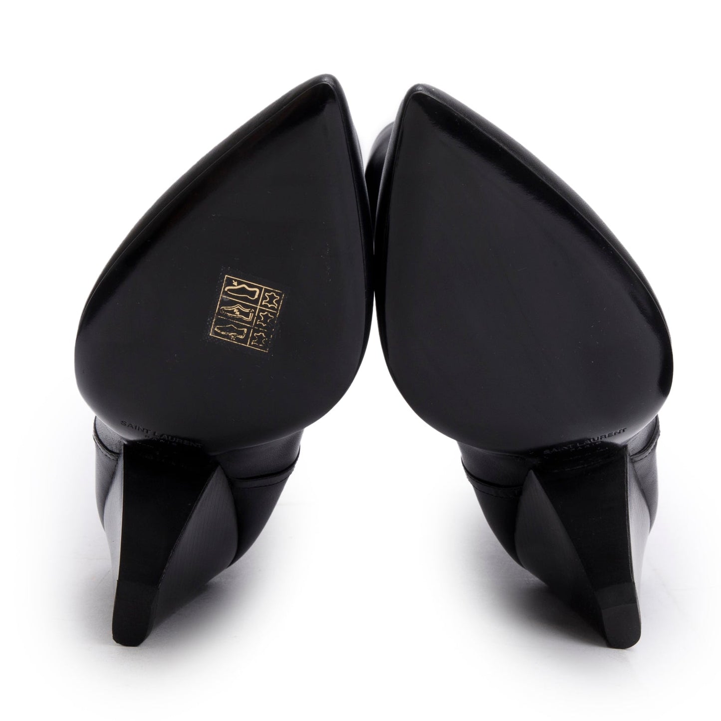 Saint Laurent Black Leather Niki Pointed Toe Ankle Boots, Size 39