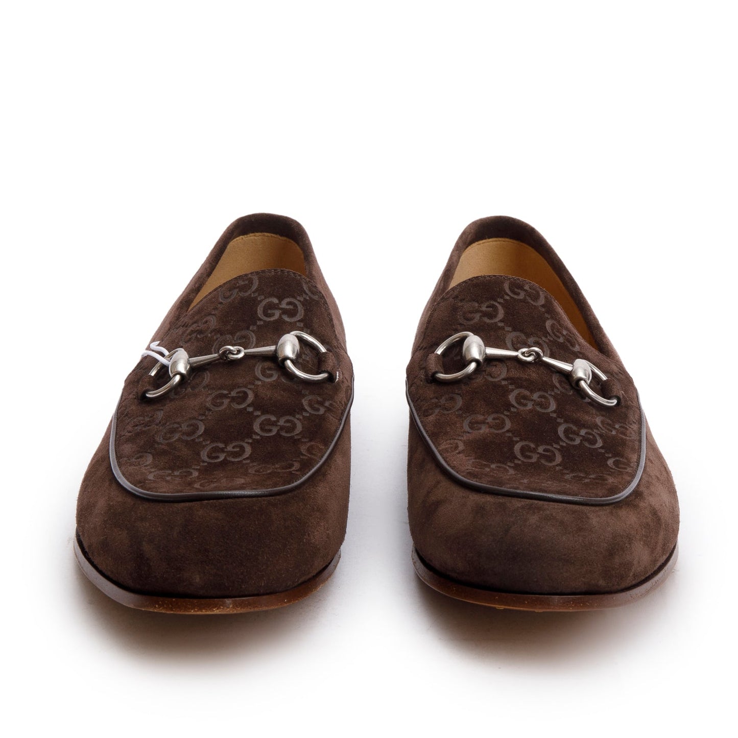 Gucci Brown GG Suede Horsebit Accent Loafers, Men's Size 9