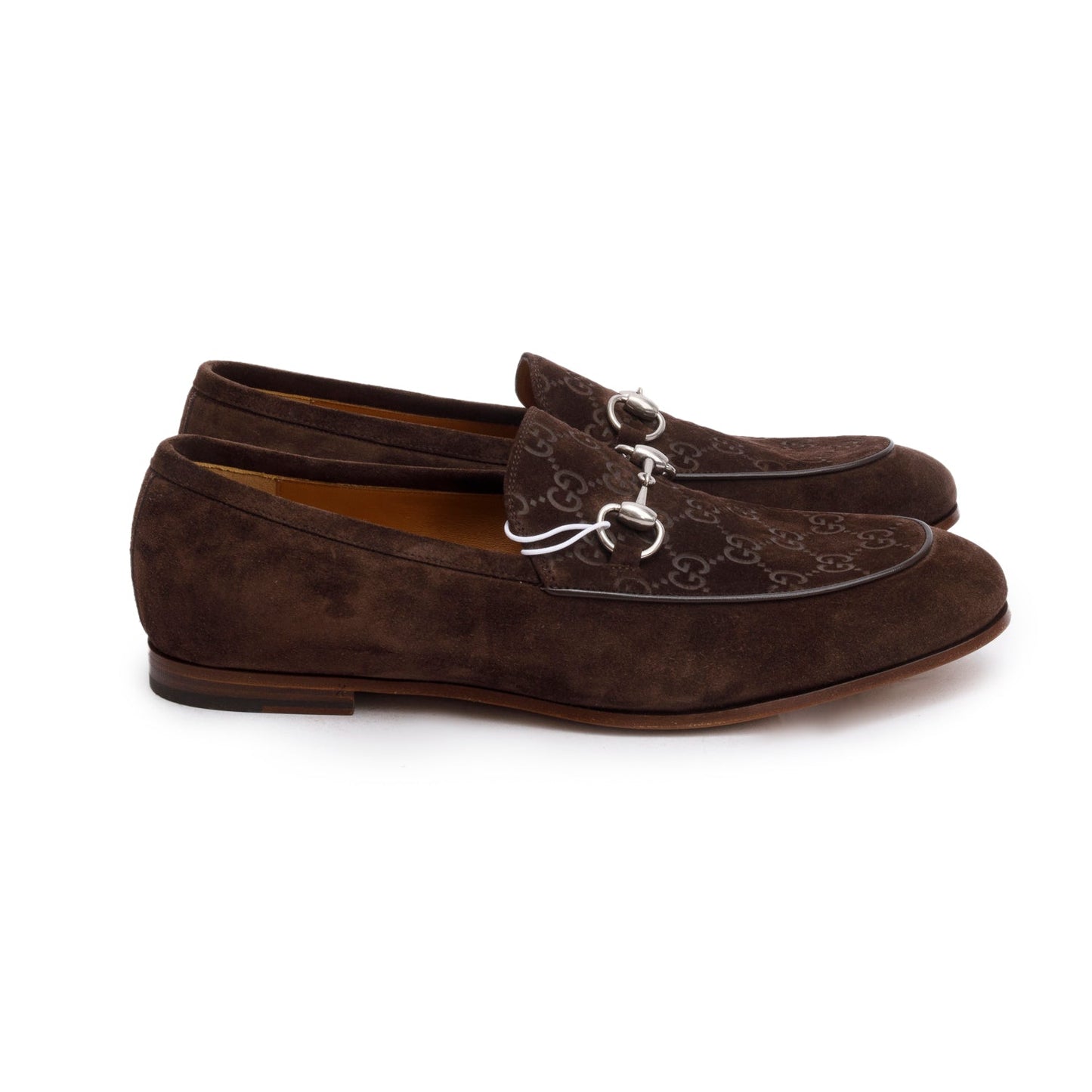Gucci Brown GG Suede Horsebit Accent Loafers, Men's Size 9