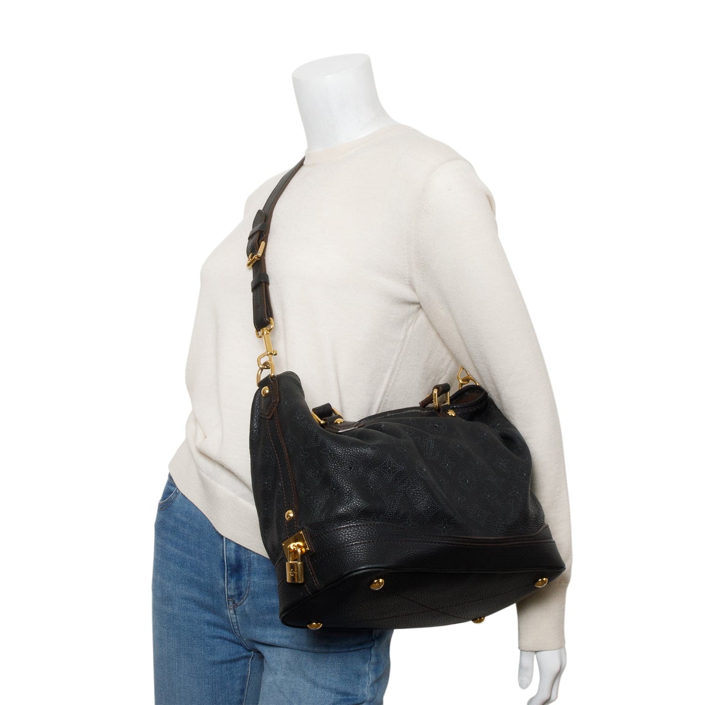 Louis Vuitton Black Leather Mahina Stella PM
