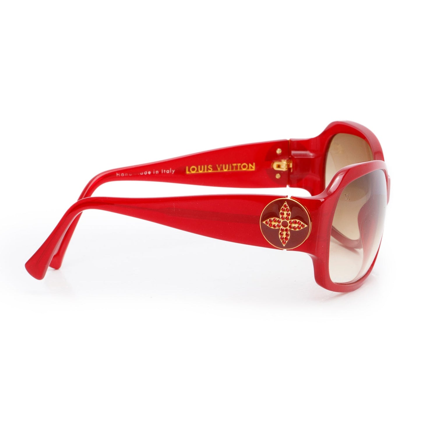Louis Vuitton Z0133E Red Acetate Crystal Ursula Square Sunglasses