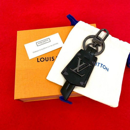 LOUIS VUITTON key ring M63620 leather black Monogram Eclipse Porto Cle Cloche Cle