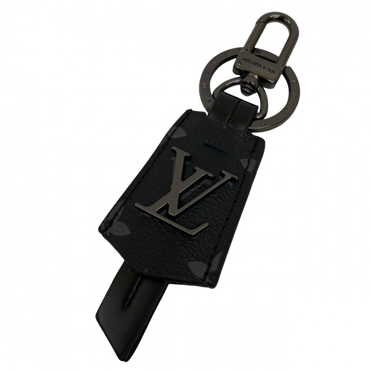 LOUIS VUITTON key ring M63620 leather black Monogram Eclipse Porto Cle Cloche Cle