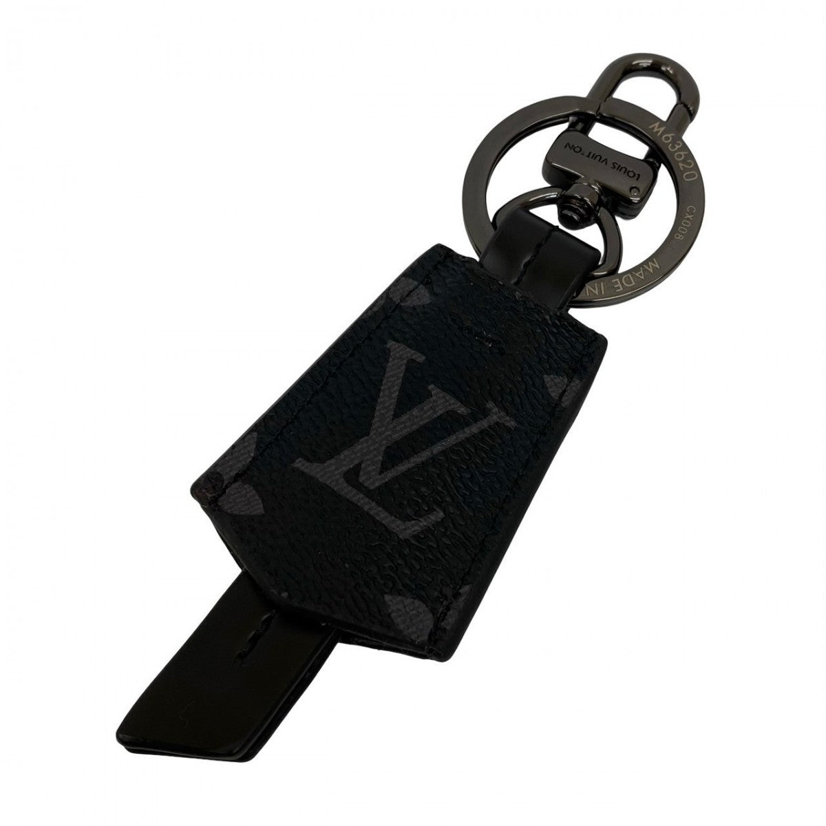 LOUIS VUITTON key ring M63620 leather black Monogram Eclipse Porto Cle Cloche Cle