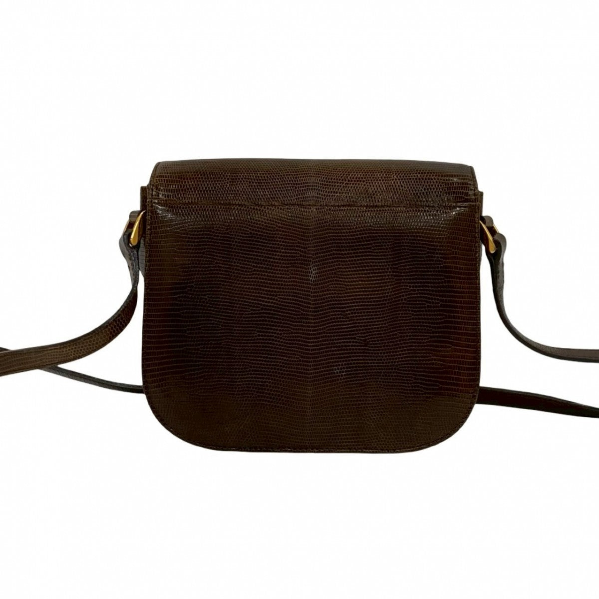 YVES SAINT LAURENT Shoulder Bag leather Brown YSL logo Metal Women