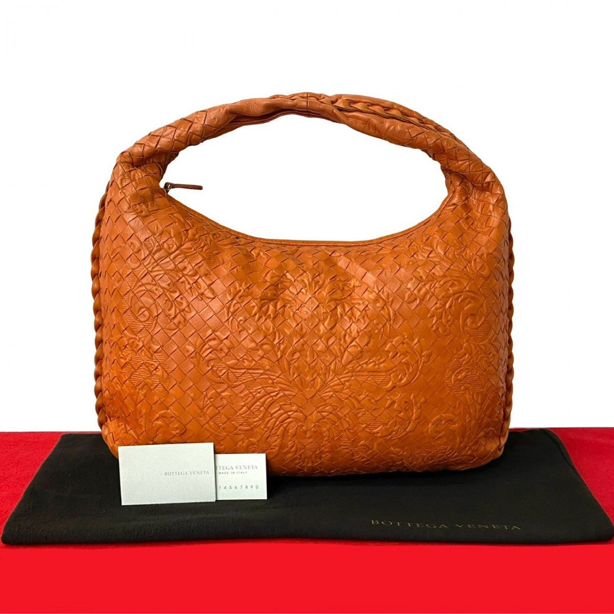 BOTTEGAVENETA Handbag leather Orange Hobo