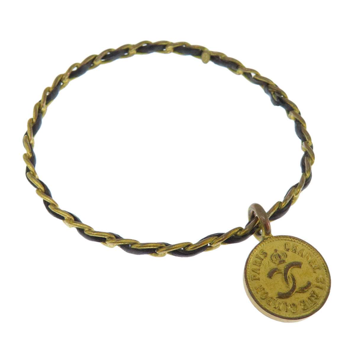 CHANEL bracelet metallic gold COCO Mark Bangle