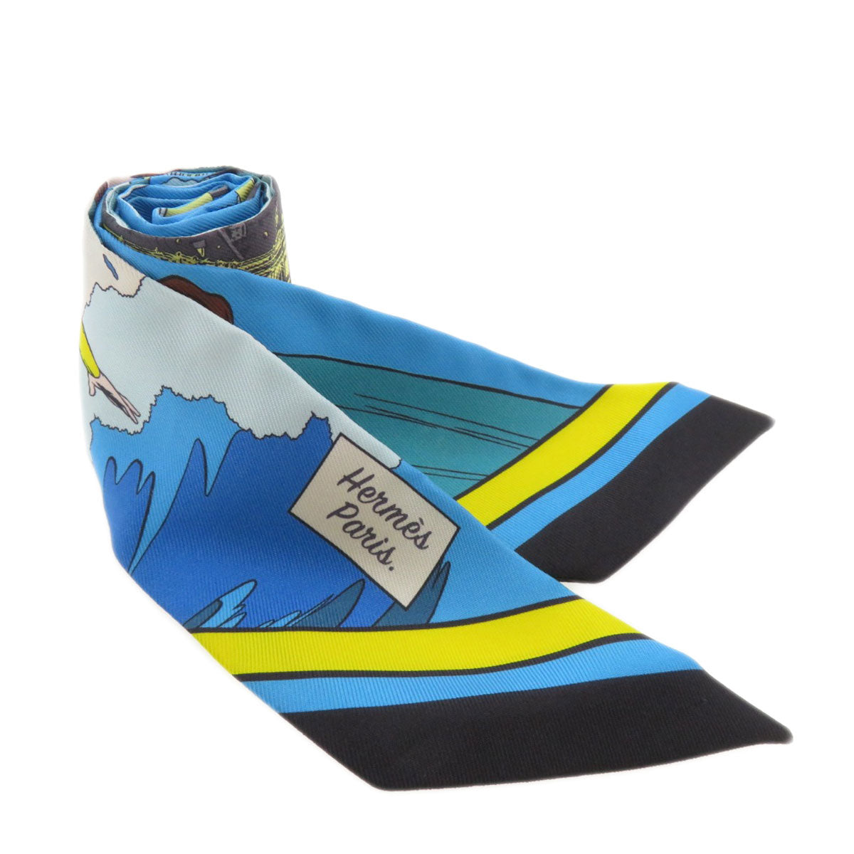 HERMES scarf silk blue Twilly Women