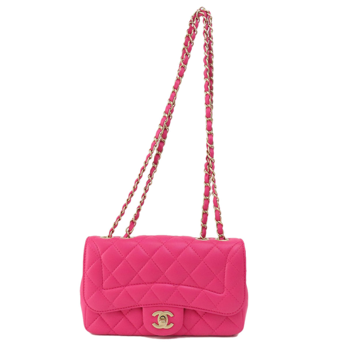 CHANEL Shoulder Bag lambskin pink ChainShoulder Matelasse Gold Metal