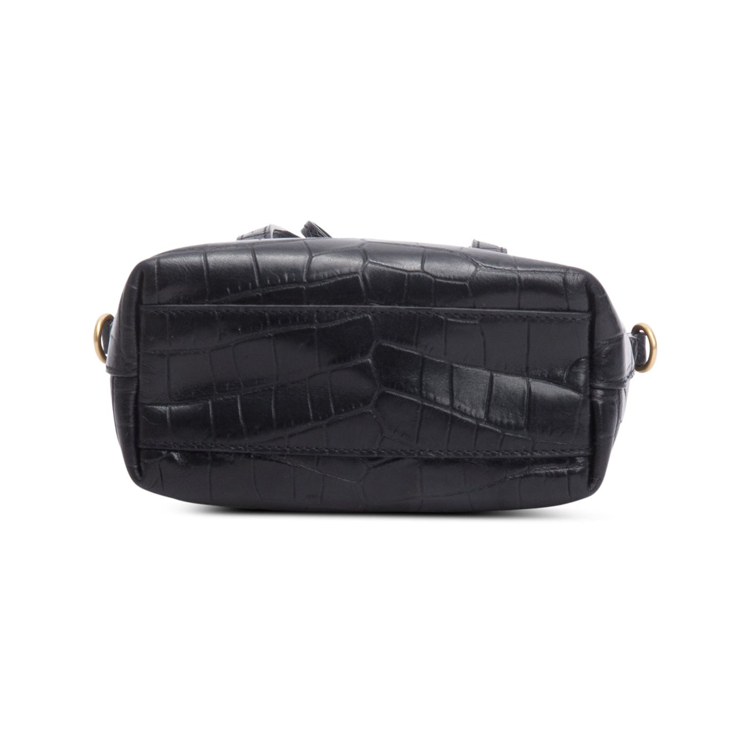 Saint Laurent 2025 Black Croc Embossed Calfskin Mini Toy Shopper Tote