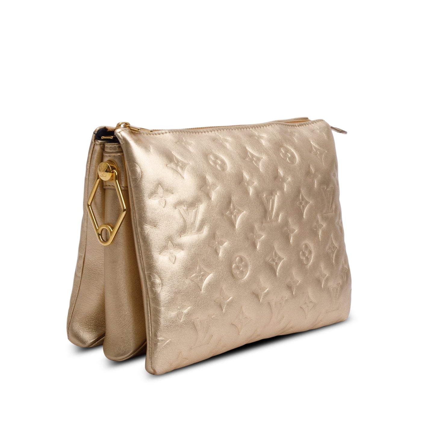 Louis Vuitton 2021 Gold Monogram Embossed Lambskin Leather Coussin PM