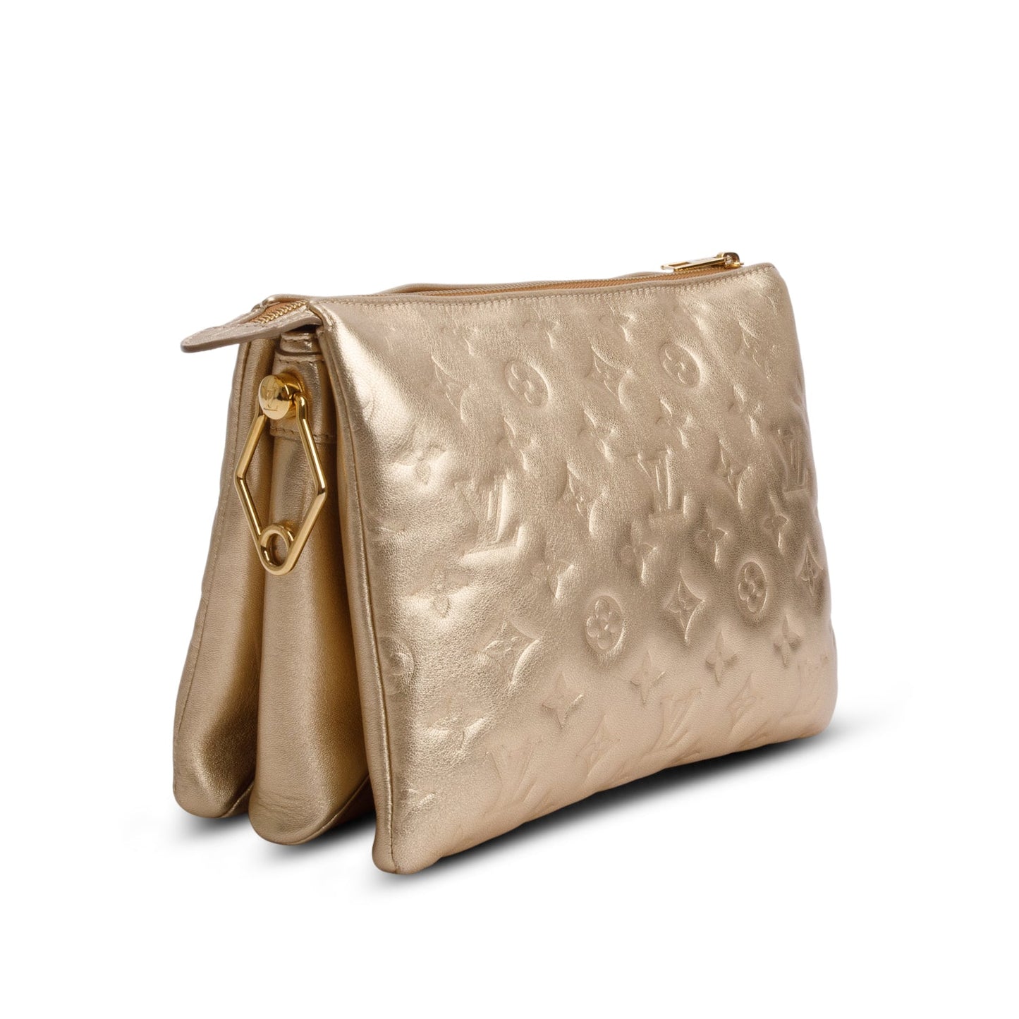 Louis Vuitton 2021 Gold Monogram Embossed Lambskin Leather Coussin PM