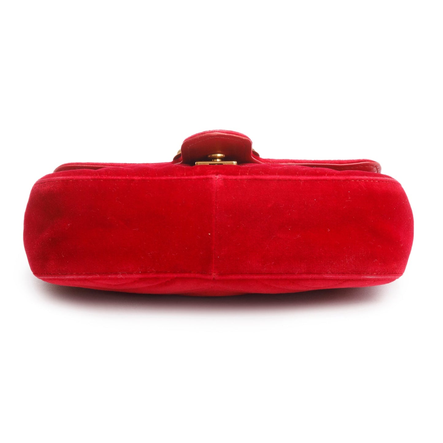 Gucci Red Velvet Matelasse Small GG Marmont Shoulder Bag