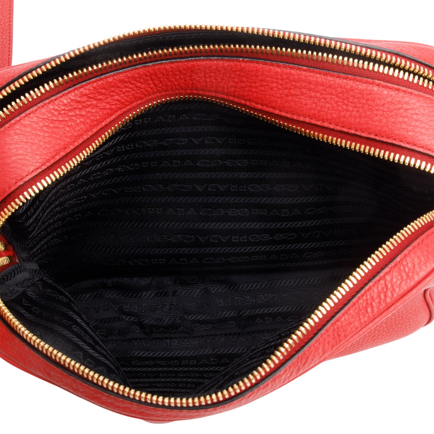 Prada Red Vitello Phenix Leather Camera Bag