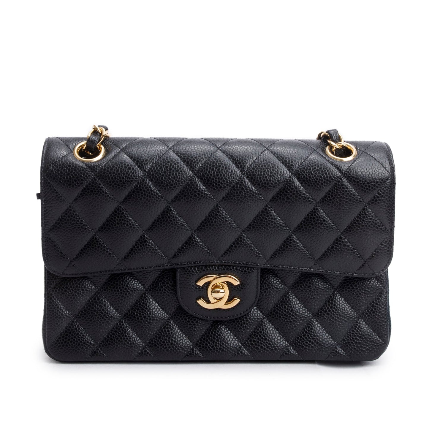 Chanel Black Quilted Caviar Leather Classic Small Double Flap Bag