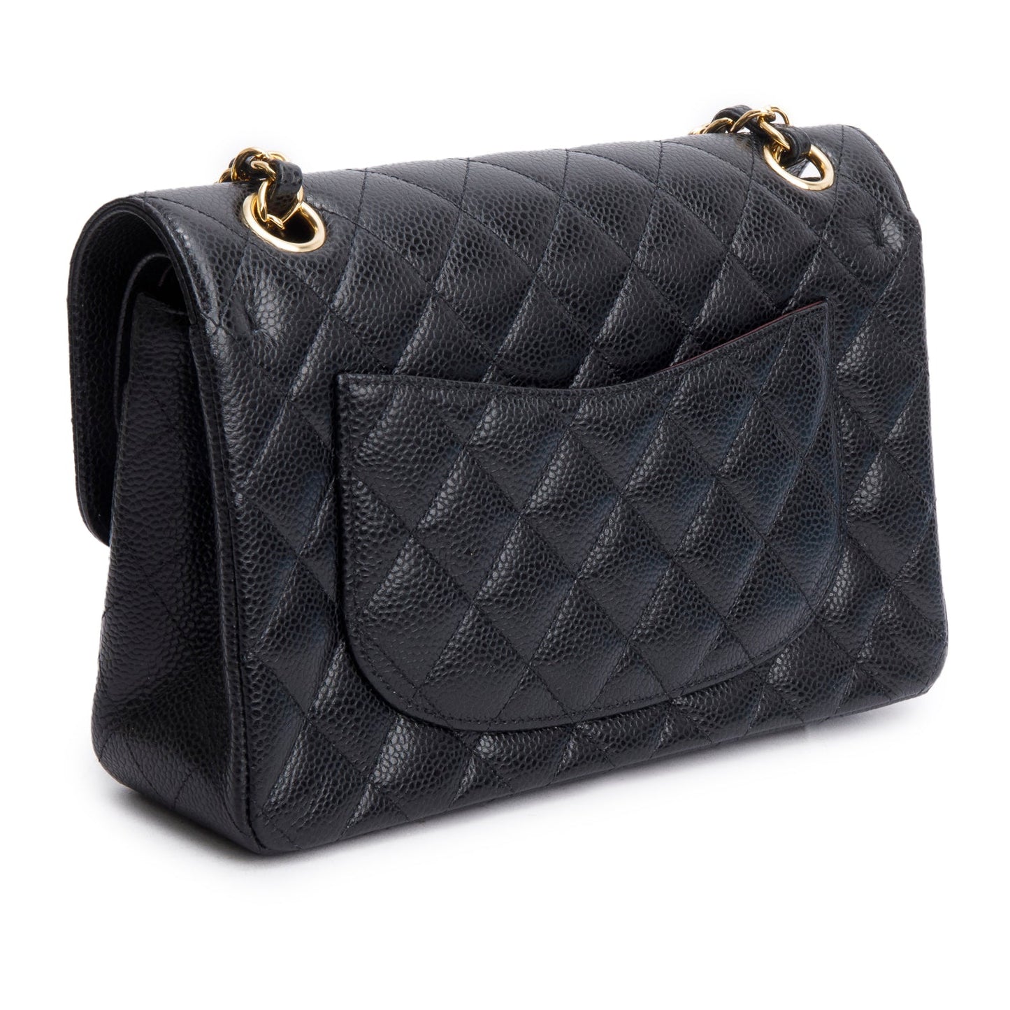 Chanel Black Quilted Caviar Leather Classic Small Double Flap Bag