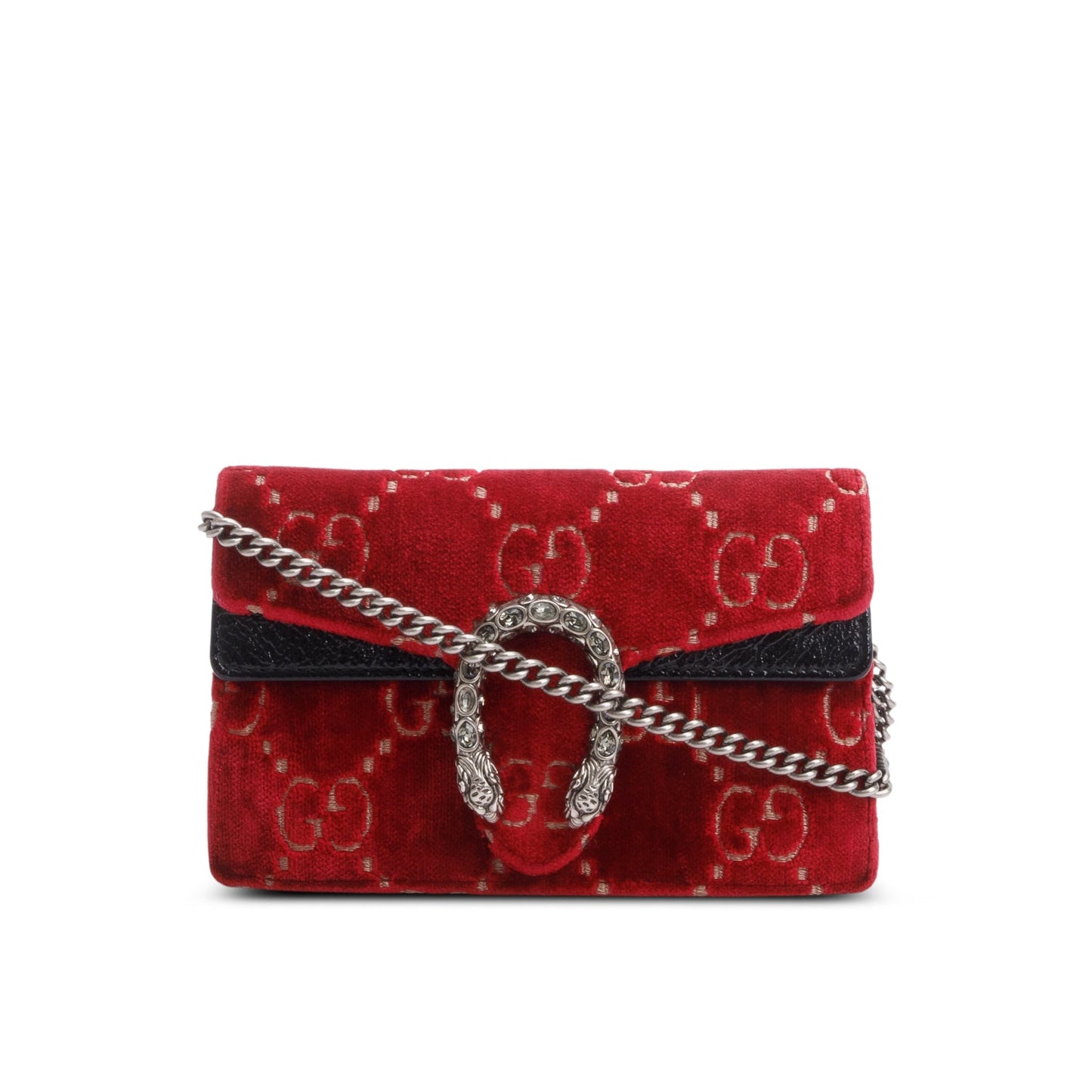 Gucci Red GG Embossed Velvet Dionysus Super Mini Bag