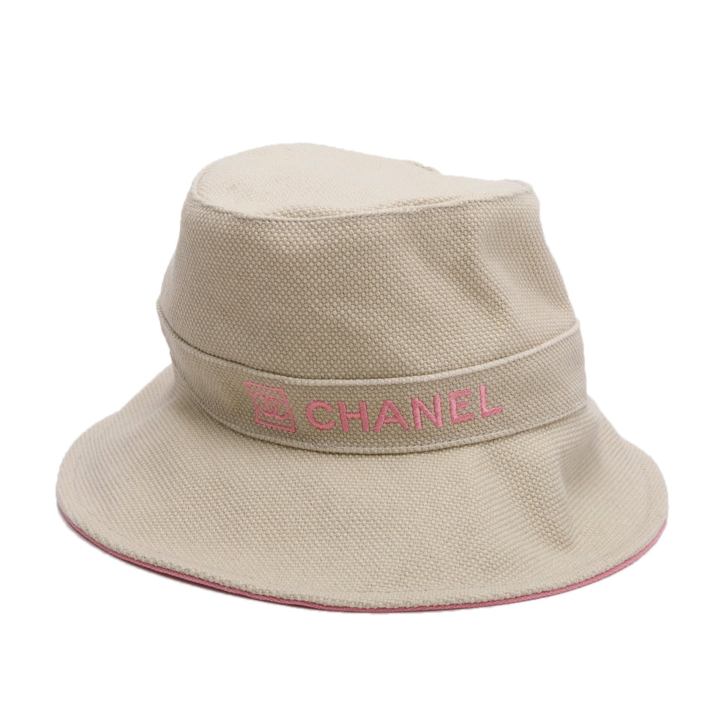 Chanel Neutral Cotton Sport Embroidered Logo Bucket Hat