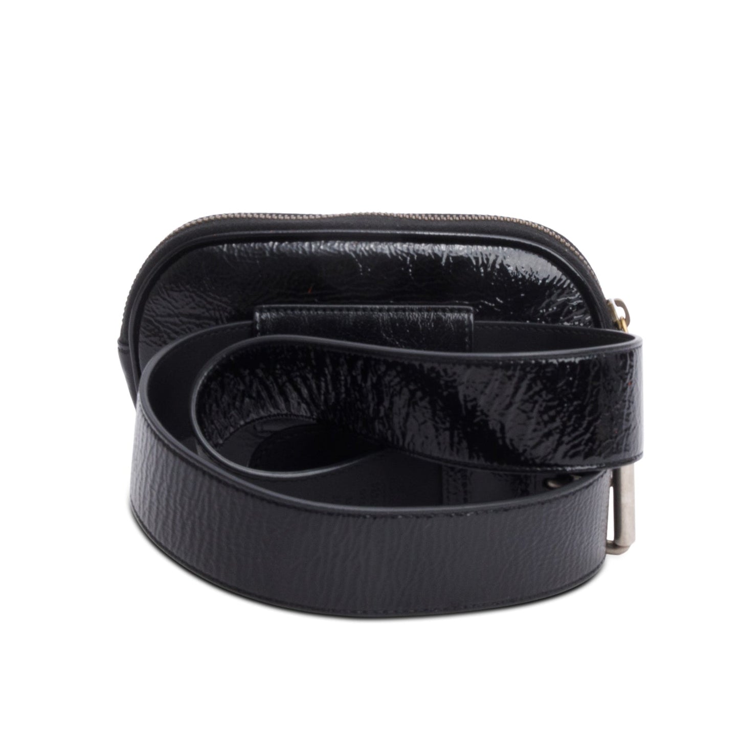 Gucci Black Patent Leather & Yellow Rubber Game Patch Logo Belt Bag, Size 85 34