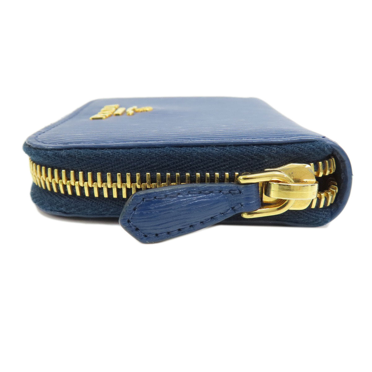 PRADA Coin case leather blue Saffiano logoMetal