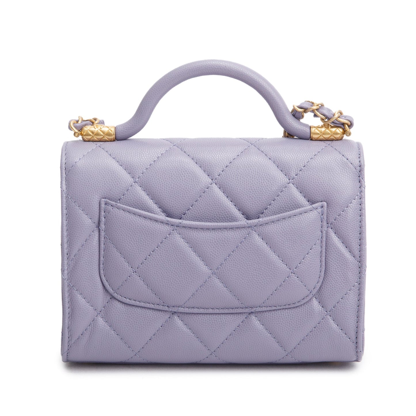 Chanel 2024 Purple Quilted Caviar Leather Mini Top Handle Flap Bag