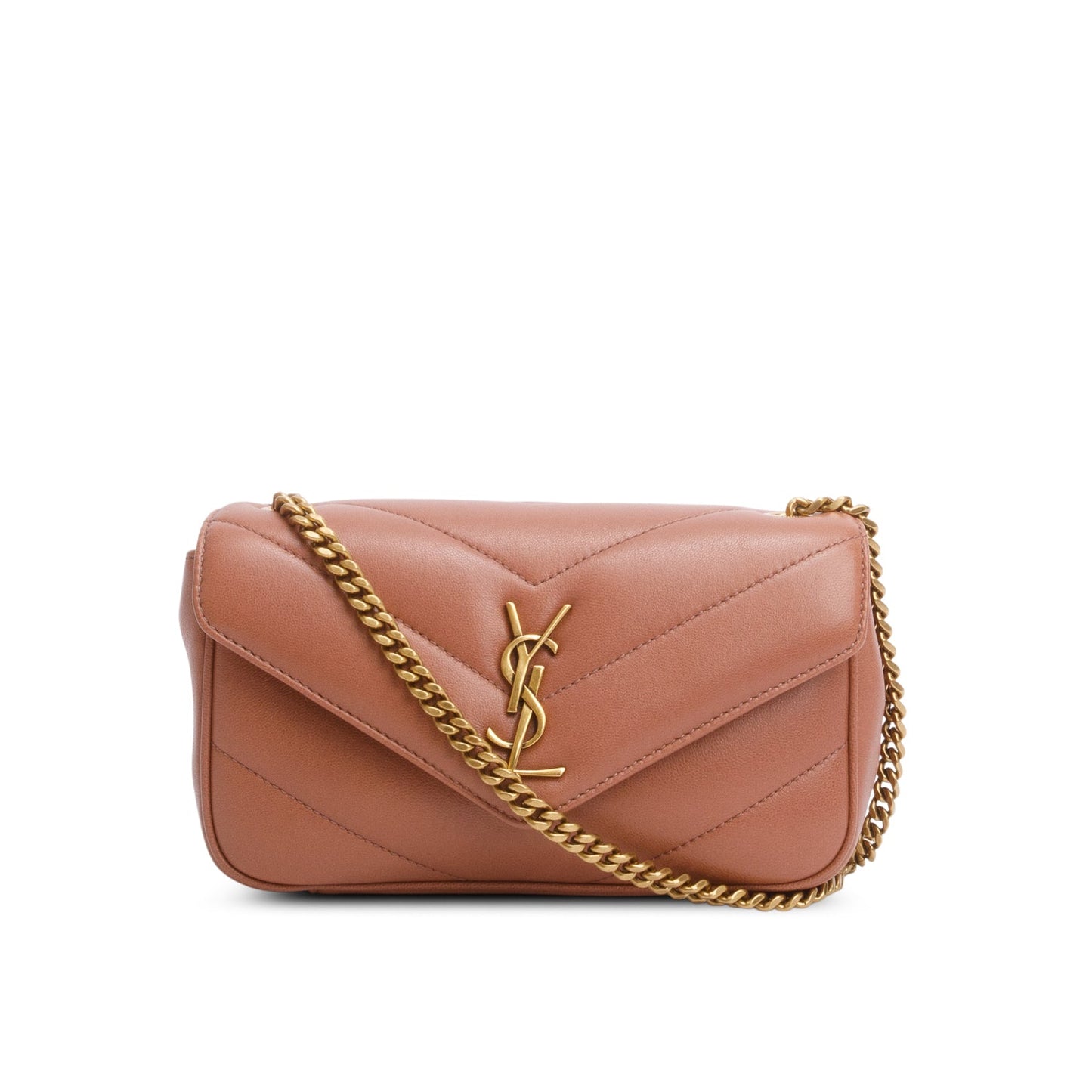 Saint Laurent 2025 Pink Lambskin Chevron Small LouLou Bag