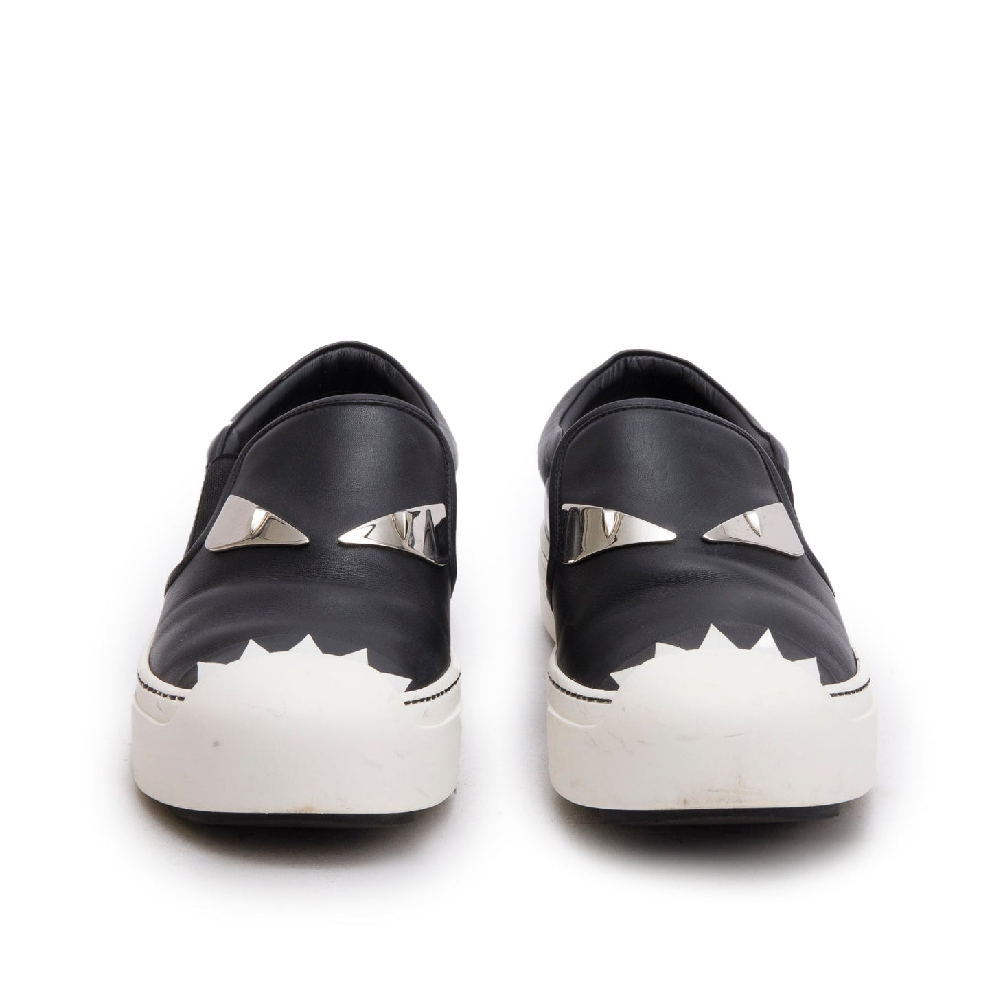 Fendi Black Leather Monster Eye Sneakers, Size 39