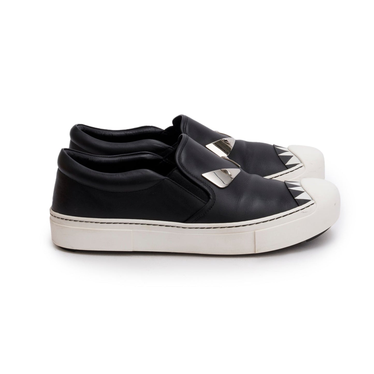Fendi Black Leather Monster Eye Sneakers, Size 39
