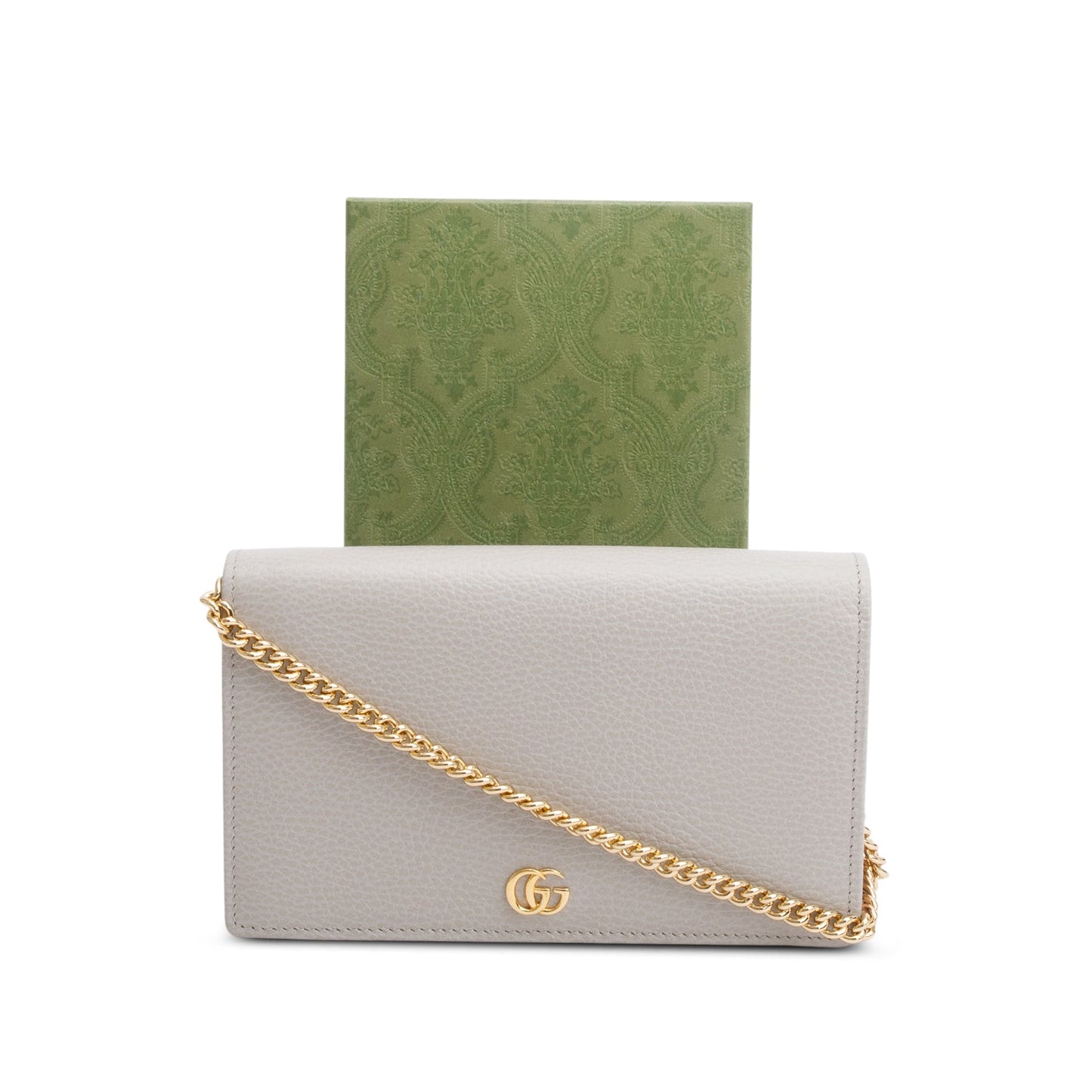 Gucci Grey/Pink Mini GG Marmont Chain Wallet