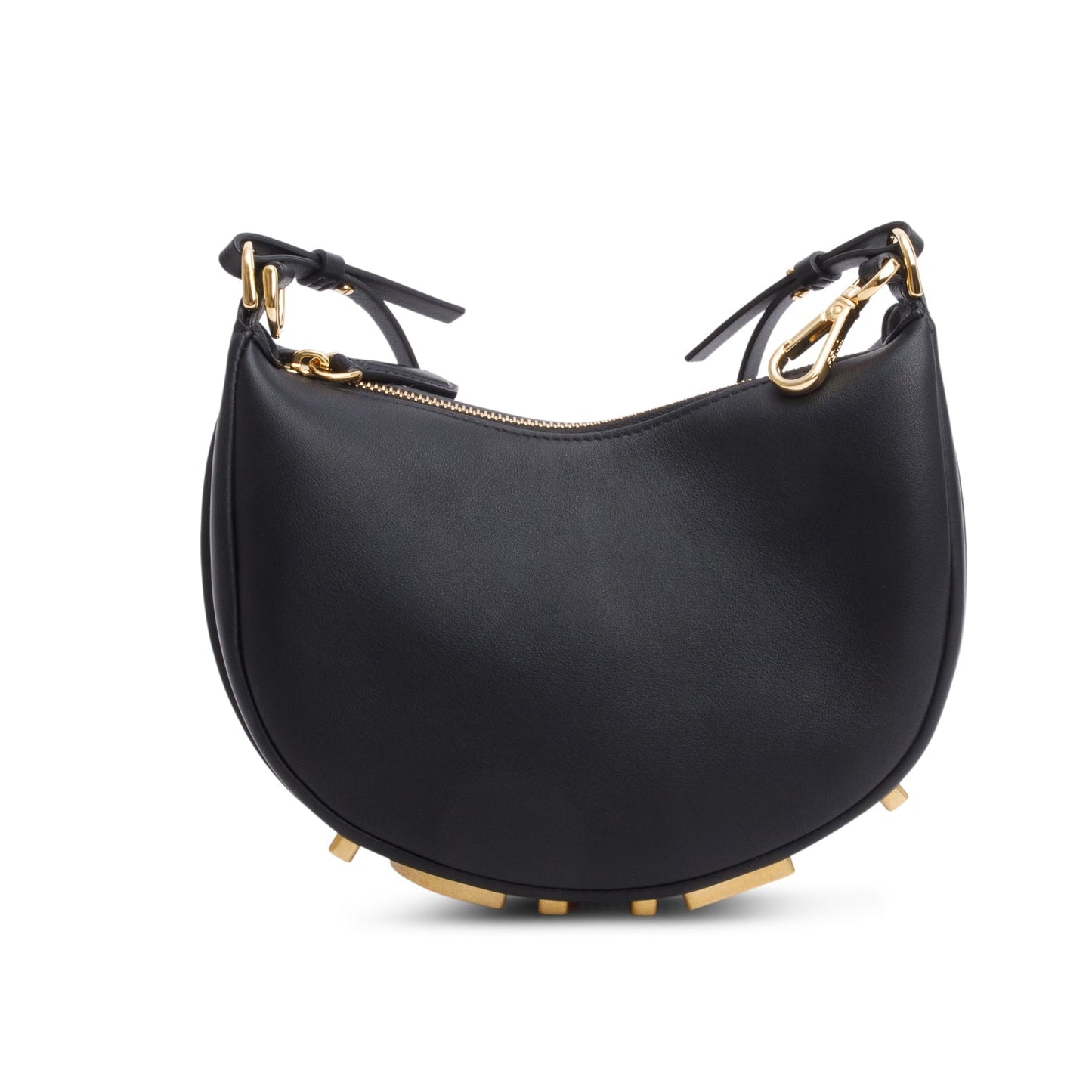 Fendi 2024 Black Vitello Grace Leather Mini Fendigraphy Hobo Bag