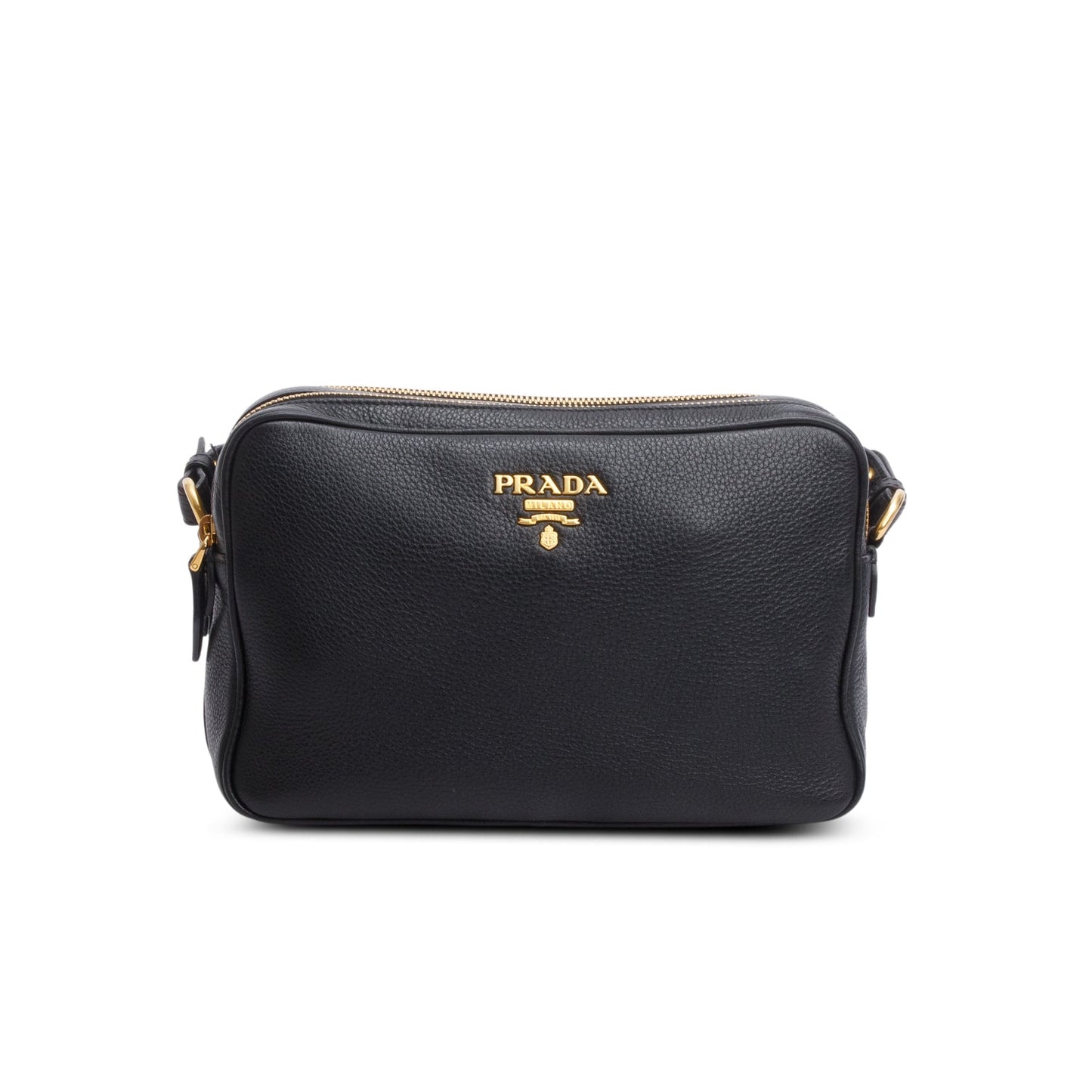 Prada Black Vitello Phenix Leather Camera Bag