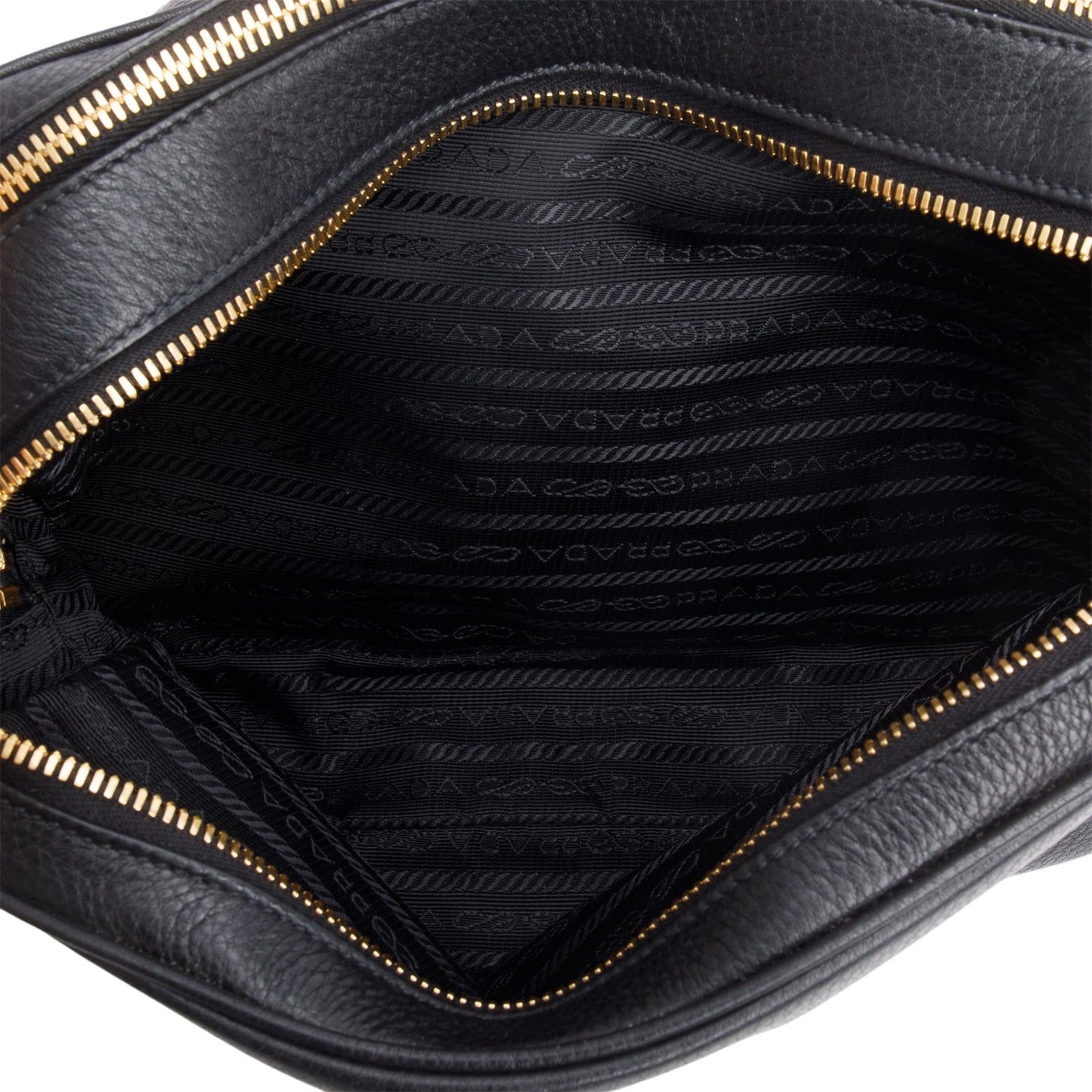 Prada Black Vitello Phenix Leather Camera Bag