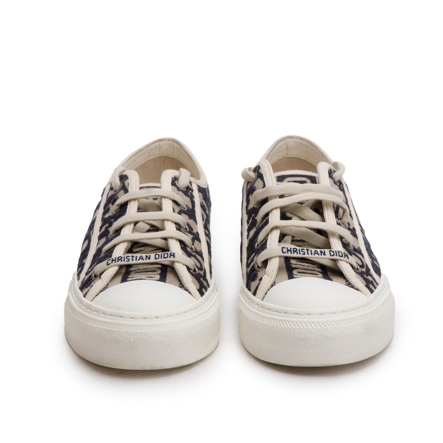 Christian Dior Deep Blue Oblique Embroidered Cotton Walk'n'Dior Sneakers, Size 37.5