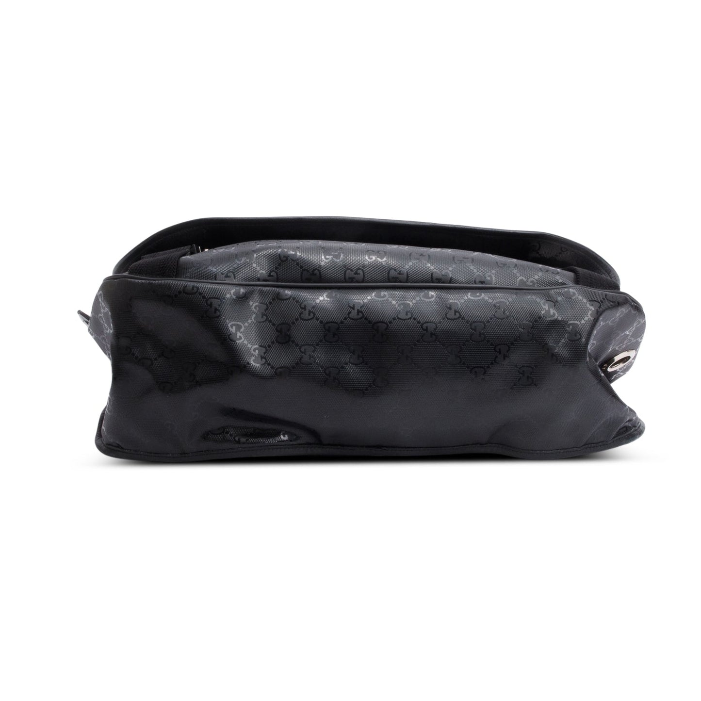 Gucci Black Imprime Monogram Medium Web 500 Double Buckle Flap Messenger Bag