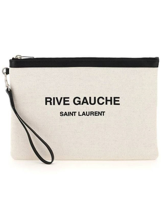 Luxury Saint Laurent Trending 2025 Rive Gauche Linen Clutch Bag White