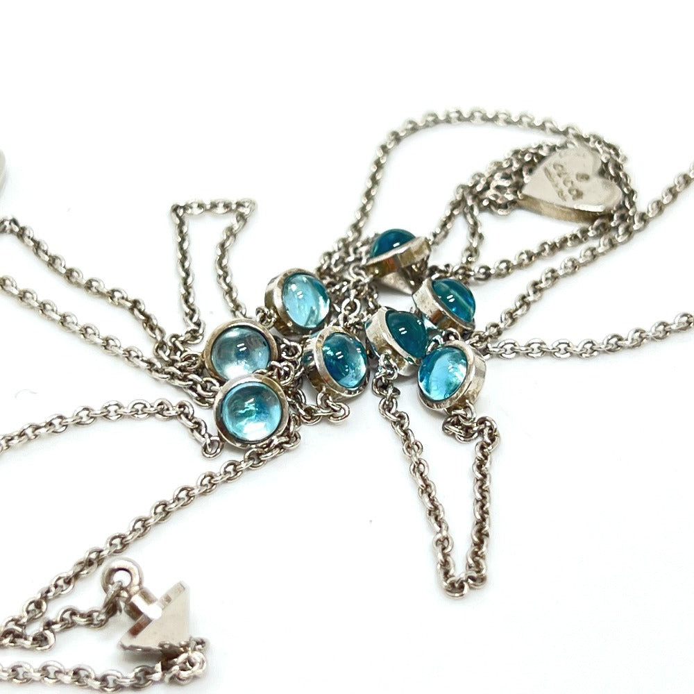 GUCCI Necklace SV925 Silver Blue Topaz Heart