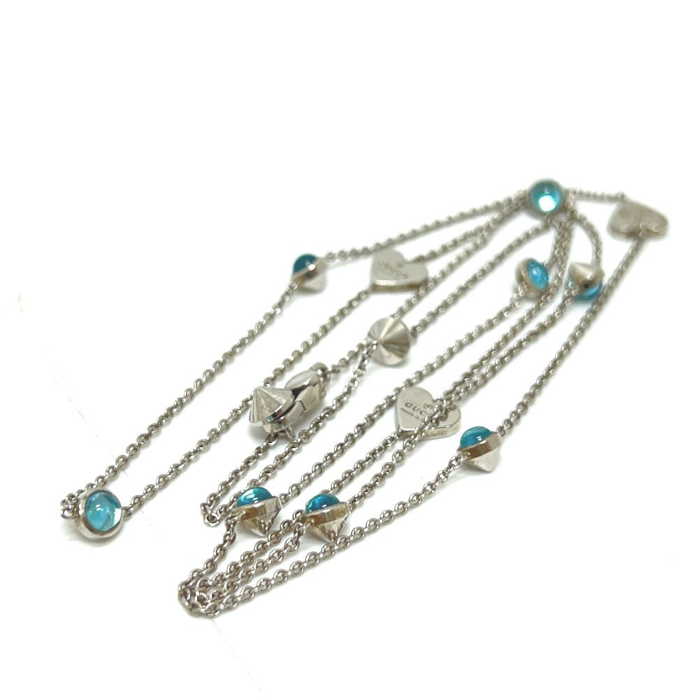 GUCCI Necklace SV925 Silver Blue Topaz Heart