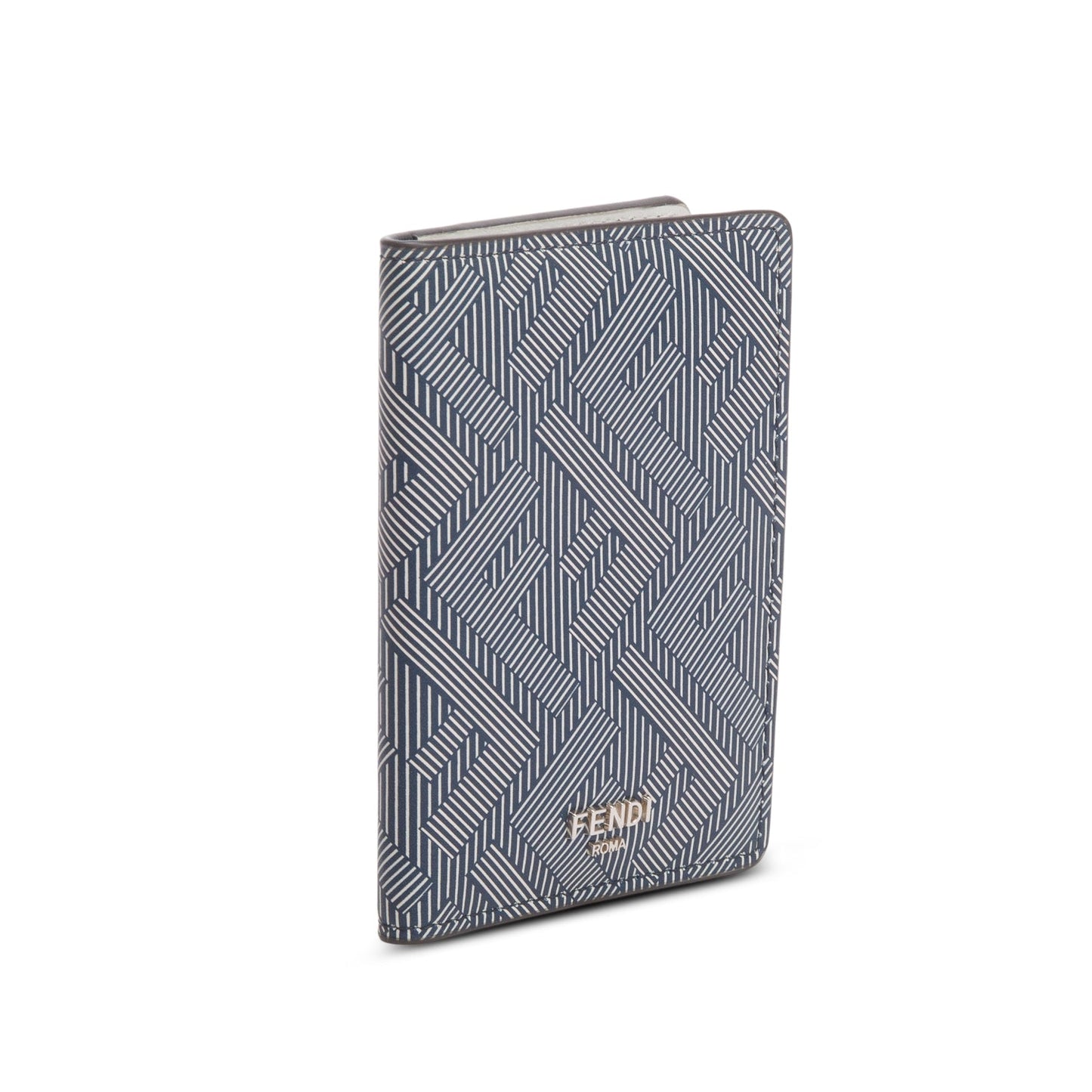 Fendi Grey FF Logo Leather Shadow Bifold Card Holder