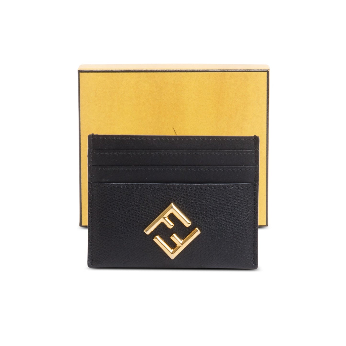 Fendi 2023 Black Calfskin Leather FF Diamonds Card Case
