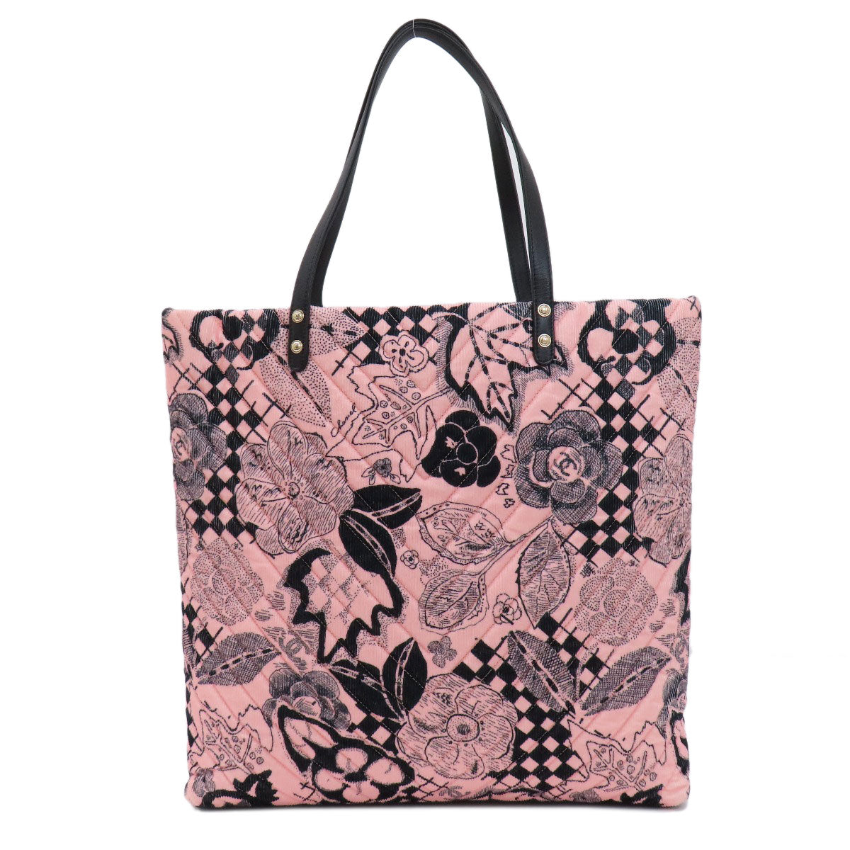 CHANEL Tote Bag cotton pink Camellia ribbon tote