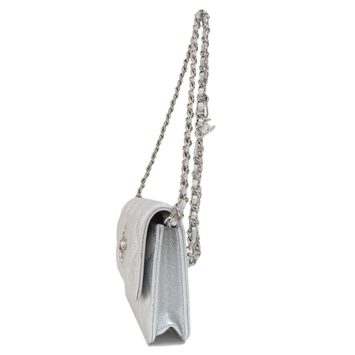 CHANEL Shoulder Bag lambskin Silver Mini ChainShoulder Star Motif Matelasse SilverMetal
