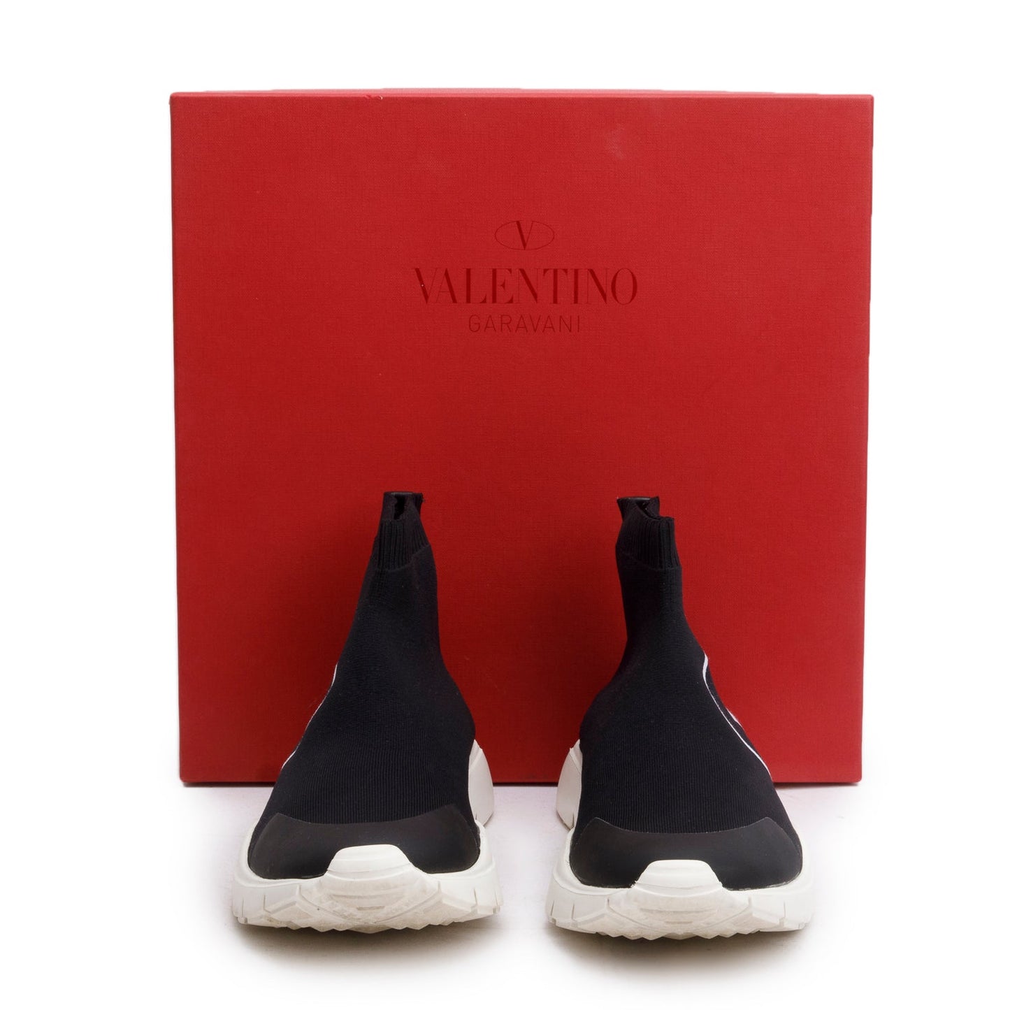 Valentino Black VLogo Embroidered Sock Sneakers, Size 38