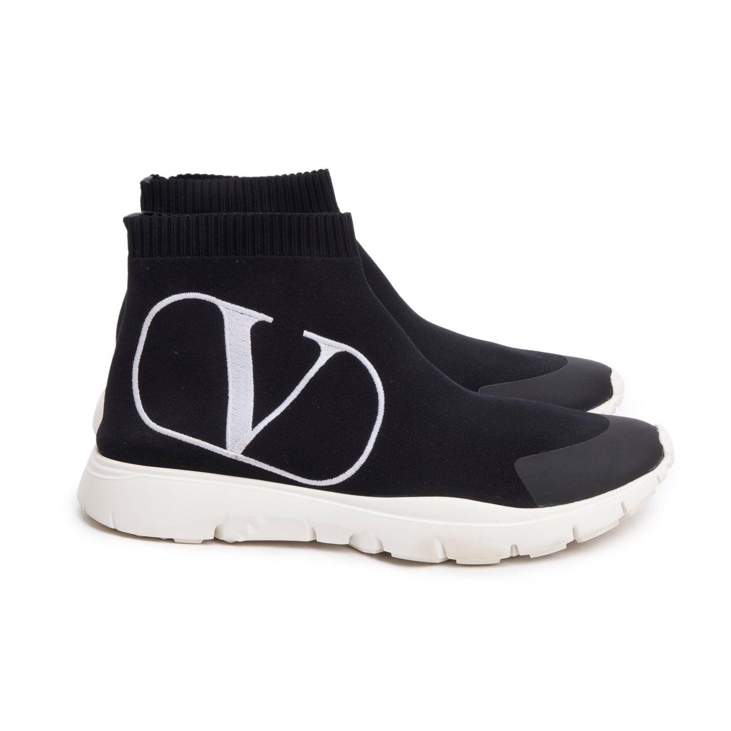 Valentino Black VLogo Embroidered Sock Sneakers, Size 38
