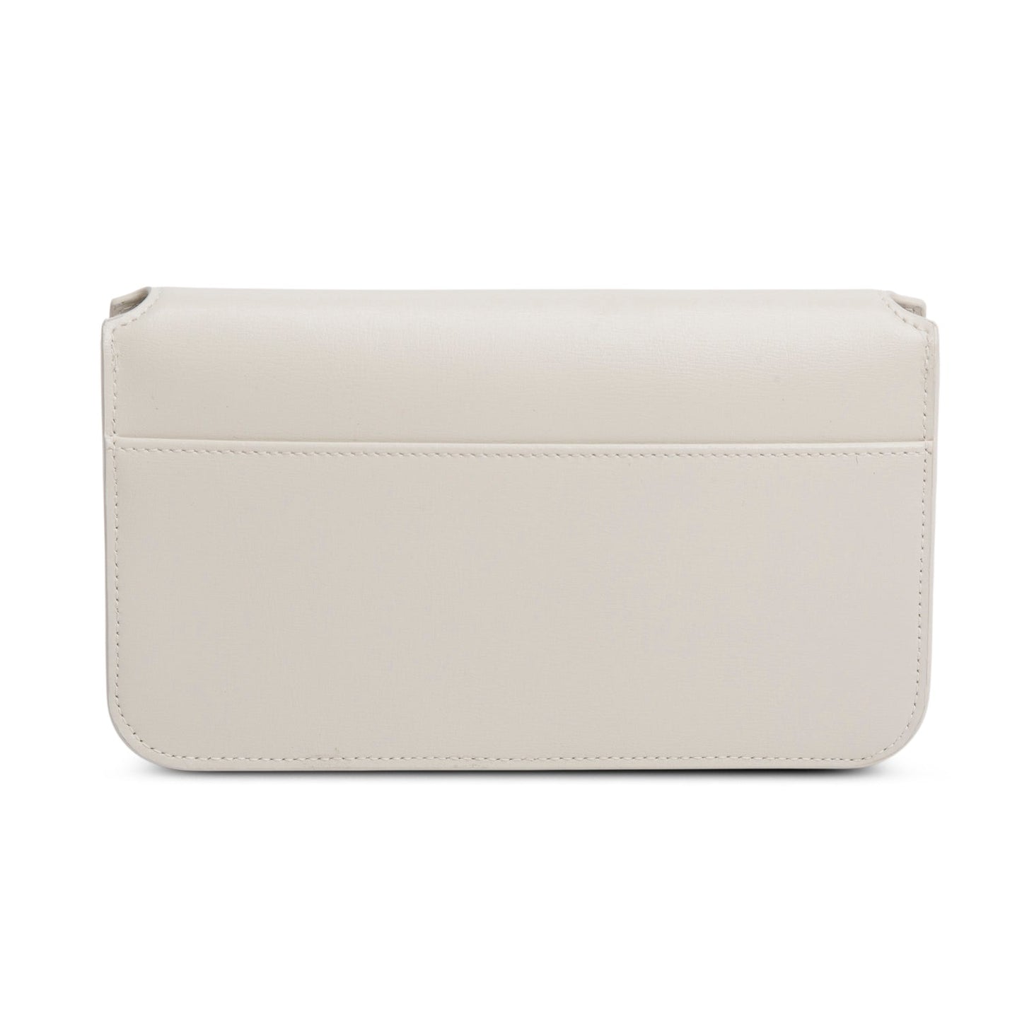 Saint Laurent 2024 White Smooth Leather Cassandre Phone Holder Bag