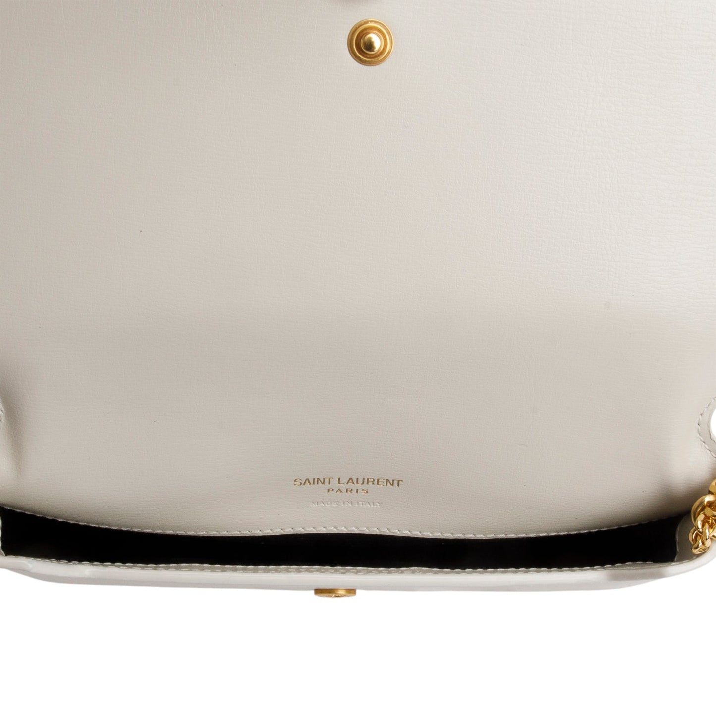 Saint Laurent 2024 White Smooth Leather Cassandre Phone Holder Bag