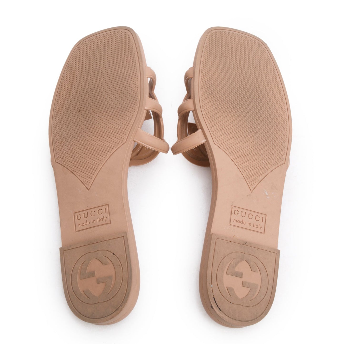 Gucci Taupe Interlocking G Rubber Slide Sandal, Size 35